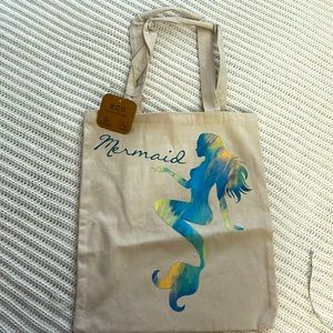 Super cute Mermaid tote bag! Measures 15x13.5 Iron on image .